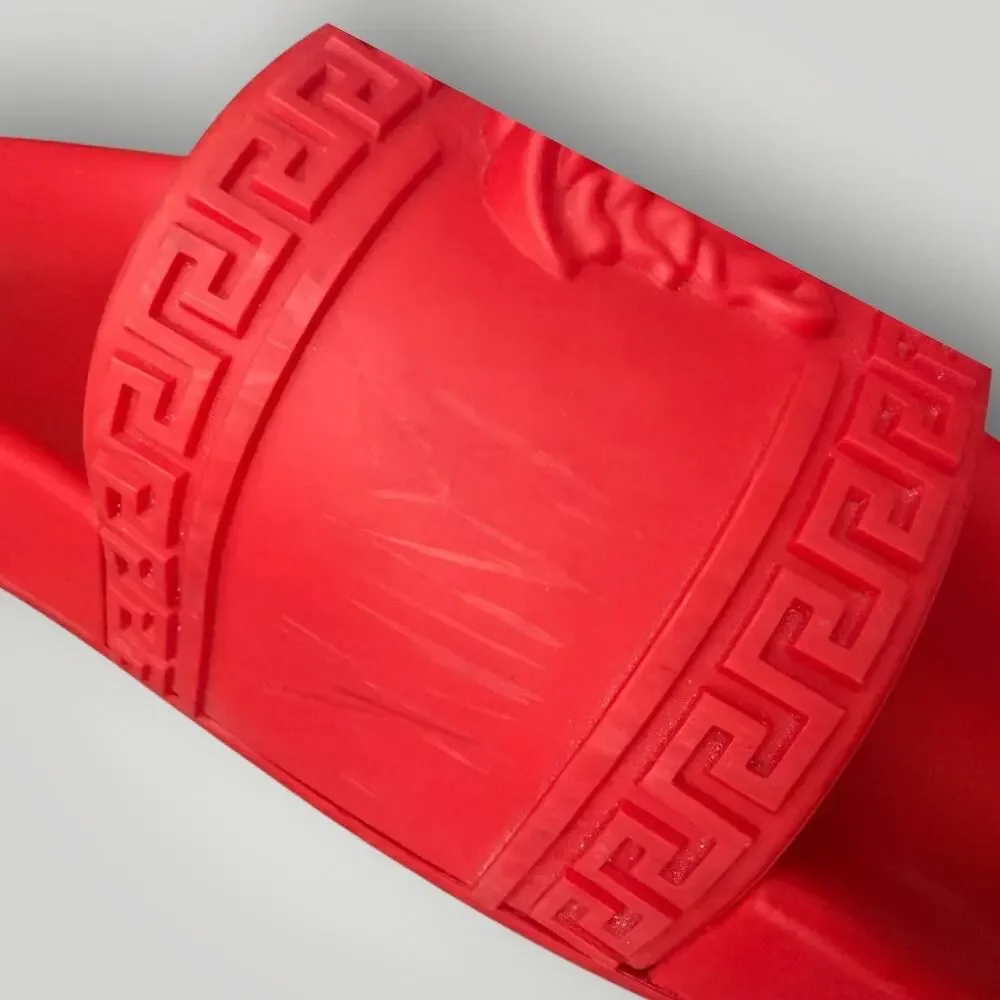 Versace Palazzo Red Rubber Slides Italian Size 41,5